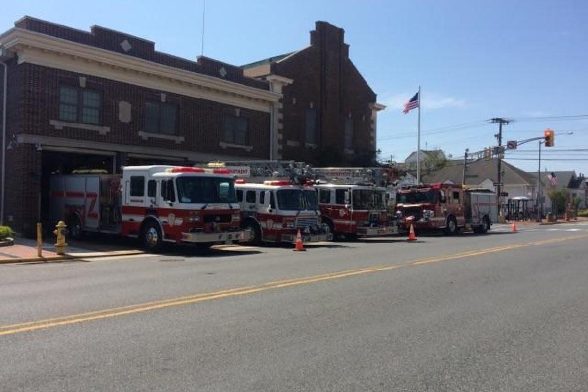 Fire Apparatus - Left to Right:  Engine 22 - Quint 23 - Quint 24 - Engine 21